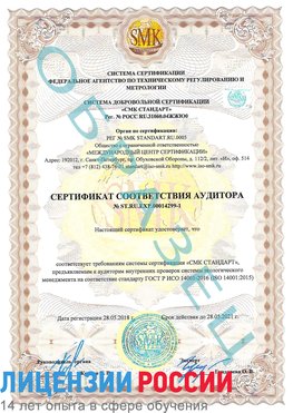 Образец сертификата соответствия аудитора №ST.RU.EXP.00014299-1 Беслан Сертификат ISO 14001